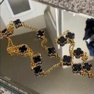 Long black Clover necklace
